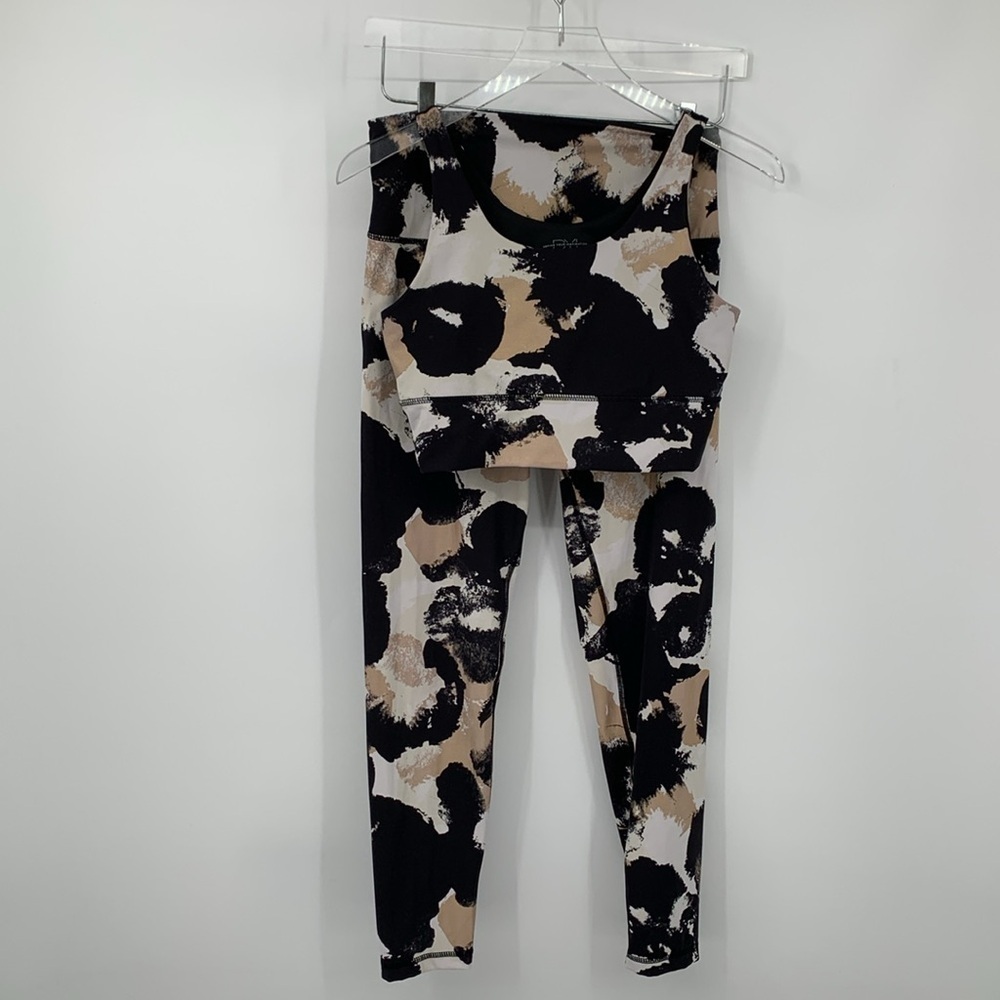 DYI Define Your Inspiration legging bra cropped tank set USA cut-out tan black L